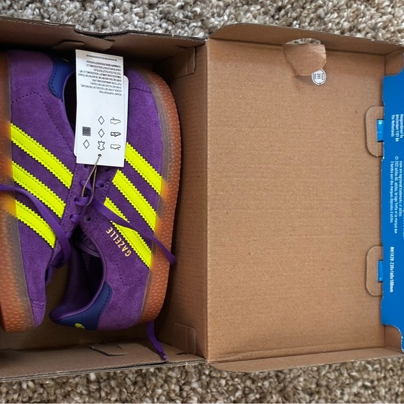 Adidas Gazelle - 100% Authentic Purple Yellow 12Kids– New in Box - 1 day 📦 - Picture 11 of 12